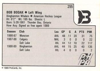 1989-90 ProCards AHL #295 Bob Bodak Back