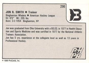 1989-90 ProCards AHL #296 Jon Smith Back