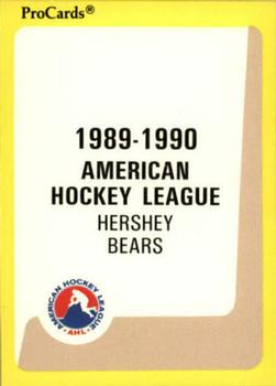 1989-90 ProCards AHL #330 Hershey Checklist Front