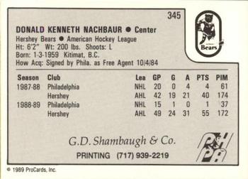 1989-90 ProCards AHL #345 Don Nachbaur Back