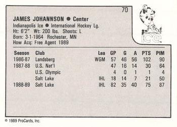 1989-90 ProCards IHL #70 Jim Johannson Back