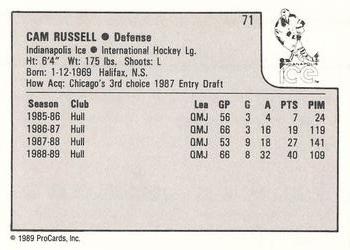 1989-90 ProCards IHL #71 Cam Russell Back