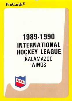 1989-90 ProCards IHL #74 Kalamazoo Wings Checklist Front