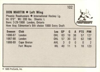 1989-90 ProCards IHL #102 Don Martin Back