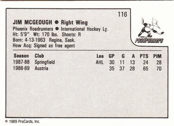 1989-90 ProCards IHL #116 Jim McGeough Back