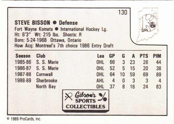 1989-90 ProCards IHL #130 Steve Bisson Back