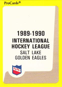 1989-90 ProCards IHL #190 Salt Lake Golden Eagles Checklist Front