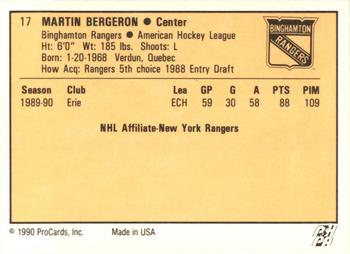 1990-91 ProCards AHL/IHL #17 Martin Bergeron Back