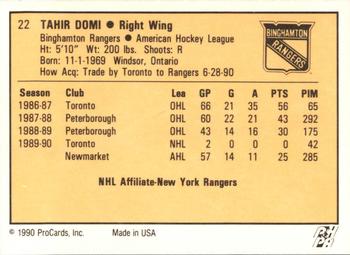 1990-91 ProCards AHL/IHL #22 Tie Domi Back