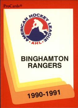 1990-91 ProCards AHL/IHL #25 Binghamton Rangers Front