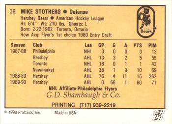 1990-91 ProCards AHL/IHL #39 Mike Stothers Back