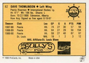 1990-91 ProCards AHL/IHL #82 Dave Thomlinson Back