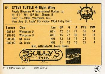 1990-91 ProCards AHL/IHL #84 Steve Tuttle Back