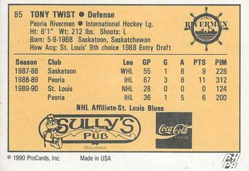 1990-91 ProCards AHL/IHL #85 Tony Twist Back