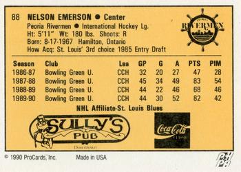 1990-91 ProCards AHL/IHL #88 Nelson Emerson Back