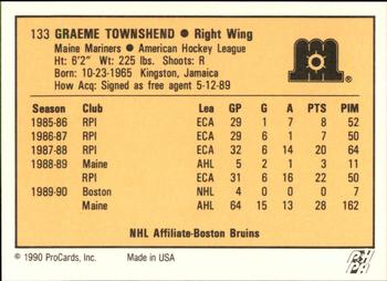 1990-91 ProCards AHL/IHL #133 Graeme Townshend Back