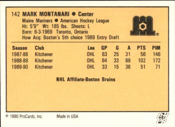 1990-91 ProCards AHL/IHL #142 Mark Montanari Back