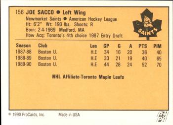 1990-91 ProCards AHL/IHL #156 Joe Sacco Back