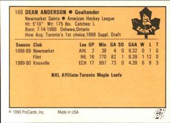 1990-91 ProCards AHL/IHL #166 Dean Anderson Back
