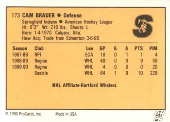1990-91 ProCards AHL/IHL #173 Cam Brauer Back