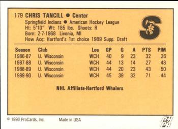 1990-91 ProCards AHL/IHL #179 Chris Tancill Back