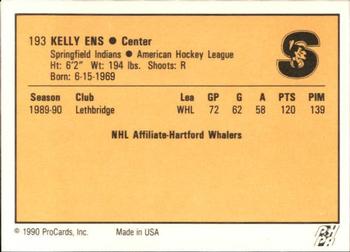 1990-91 ProCards AHL/IHL #193 Kelly Ens Back