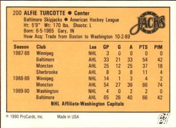 1990-91 ProCards AHL/IHL #200 Alfie Turcotte Back