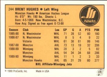 1990-91 ProCards AHL/IHL #244 Brent Hughes Back