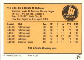 1990-91 ProCards AHL/IHL #253 Dallas Eakins Back