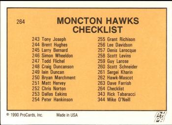 1990-91 ProCards AHL/IHL #264 Moncton Hawks Back