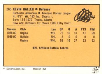 1990-91 ProCards AHL/IHL #265 Kevin Haller Back