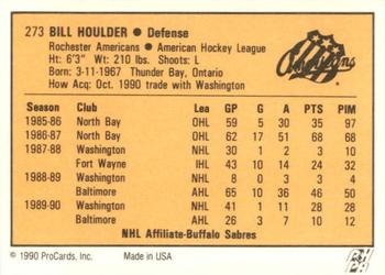 1990-91 ProCards AHL/IHL #273 Bill Houlder Back