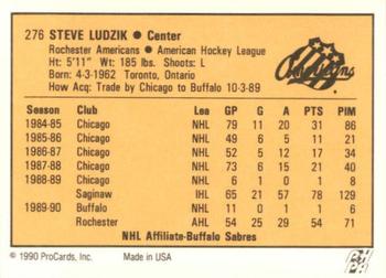1990-91 ProCards AHL/IHL #276 Steve Ludzik Back