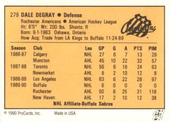 1990-91 ProCards AHL/IHL #279 Dale Degray Back