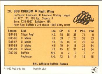 1990-91 ProCards AHL/IHL #280 Bob Corkum Back
