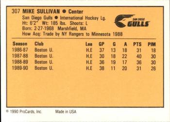1990-91 ProCards AHL/IHL #307 Mike Sullivan Back