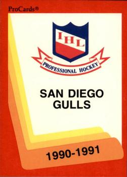 1990-91 ProCards AHL/IHL #321 San Diego Gulls Front