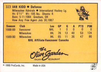 1990-91 ProCards AHL/IHL #323 Ian Kidd Back