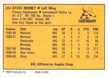 1990-91 ProCards AHL/IHL #364 Steve Rooney Back