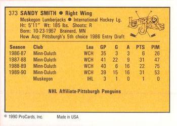 1990-91 ProCards AHL/IHL #373 Sandy Smith Back