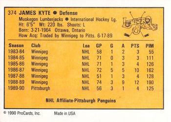1990-91 ProCards AHL/IHL #374 Jim Kyte Back