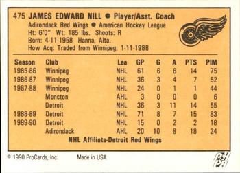 1990-91 ProCards AHL/IHL #475 Jim Nill Back