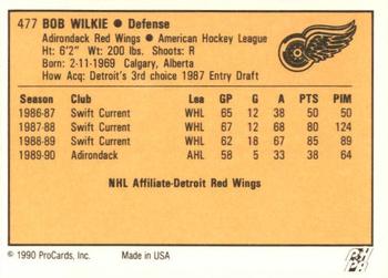 1990-91 ProCards AHL/IHL #477 Bob Wilkie Back