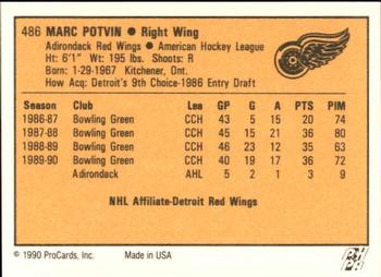 1990-91 ProCards AHL/IHL #486 Marc Potvin Back