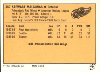 1990-91 ProCards AHL/IHL #487 Stewart Malgunas Back