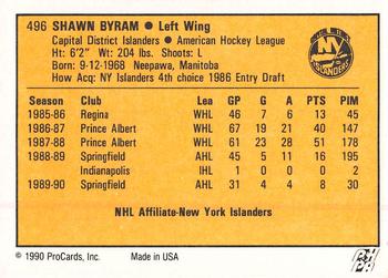 1990-91 ProCards AHL/IHL #496 Shawn Byram Back