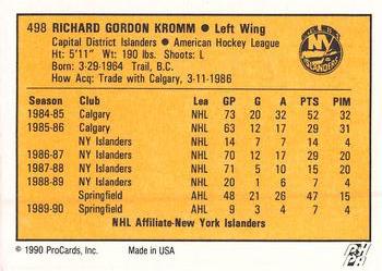 1990-91 ProCards AHL/IHL #498 Rich Kromm Back