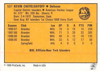 1990-91 ProCards AHL/IHL #507 Kevin Cheveldayoff Back