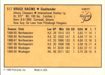 1990-91 ProCards AHL/IHL #517 Bruce Racine Back