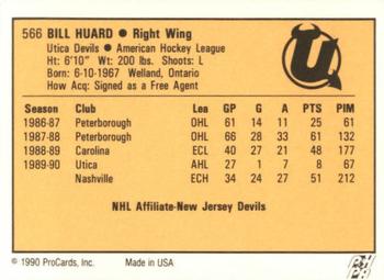 1990-91 ProCards AHL/IHL #566 Bill Huard Back